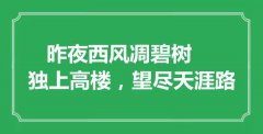 “昨夜西风凋碧树，独上高楼，望尽天涯路”是什么意思_出处是哪里